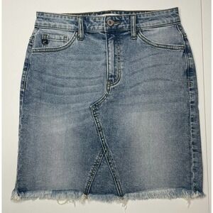 NWT KKANCAN Frayed Hem Denim Mini Jean Skirt Small